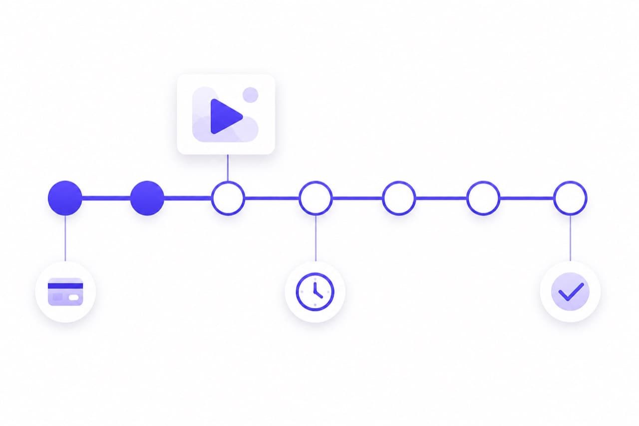 Timeline showing when to test an IPTV service provider during a free trial period